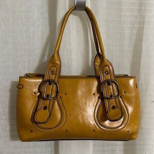ALDO Gold Yellow PVC Purse Satchel with Buckles